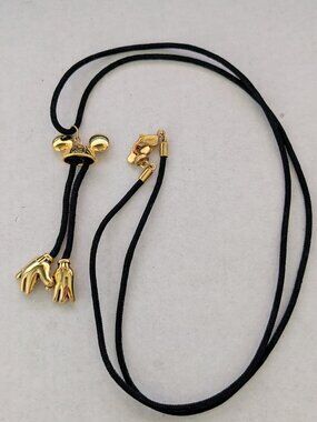 RARE DISNEY NAPIER Gold Mickey Mouse Hat & Dangle Gloves Pendant Corded Necklace